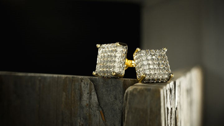 Hip Hop Gold Iced Out Earrings - Niv's Bling