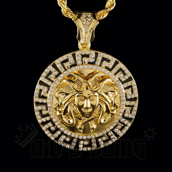 solid gold medusa pendant