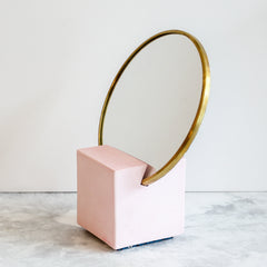 Slash Objects Vanity Mirror in Royal Rubber Back and cast pink