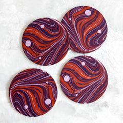 Tisch New York Marble Printed Coasters in Plum