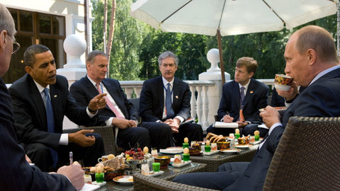 President Obama having tea with Russian President Vladimir Putin