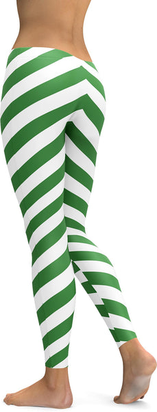 green and white striped leggings for adults