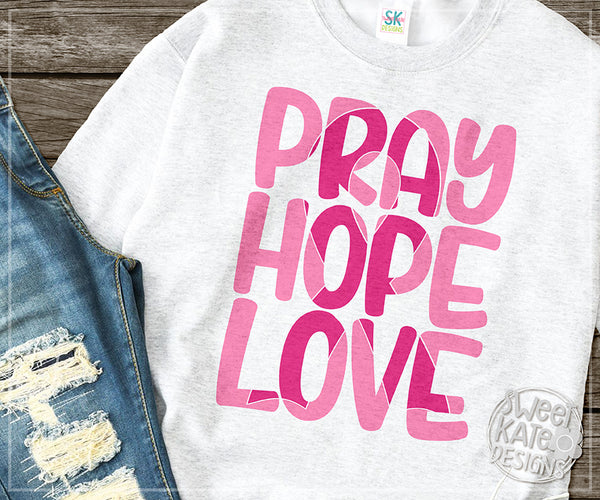 Pink Pray Hope Love With Knockout Breast Cancer Awareness Ribbon Svg D Sweet Kate Designs