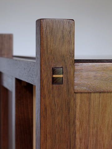 Signature craftsmanship of Mokuzai Furniture features visible joinery to show off the beautiful construction. 