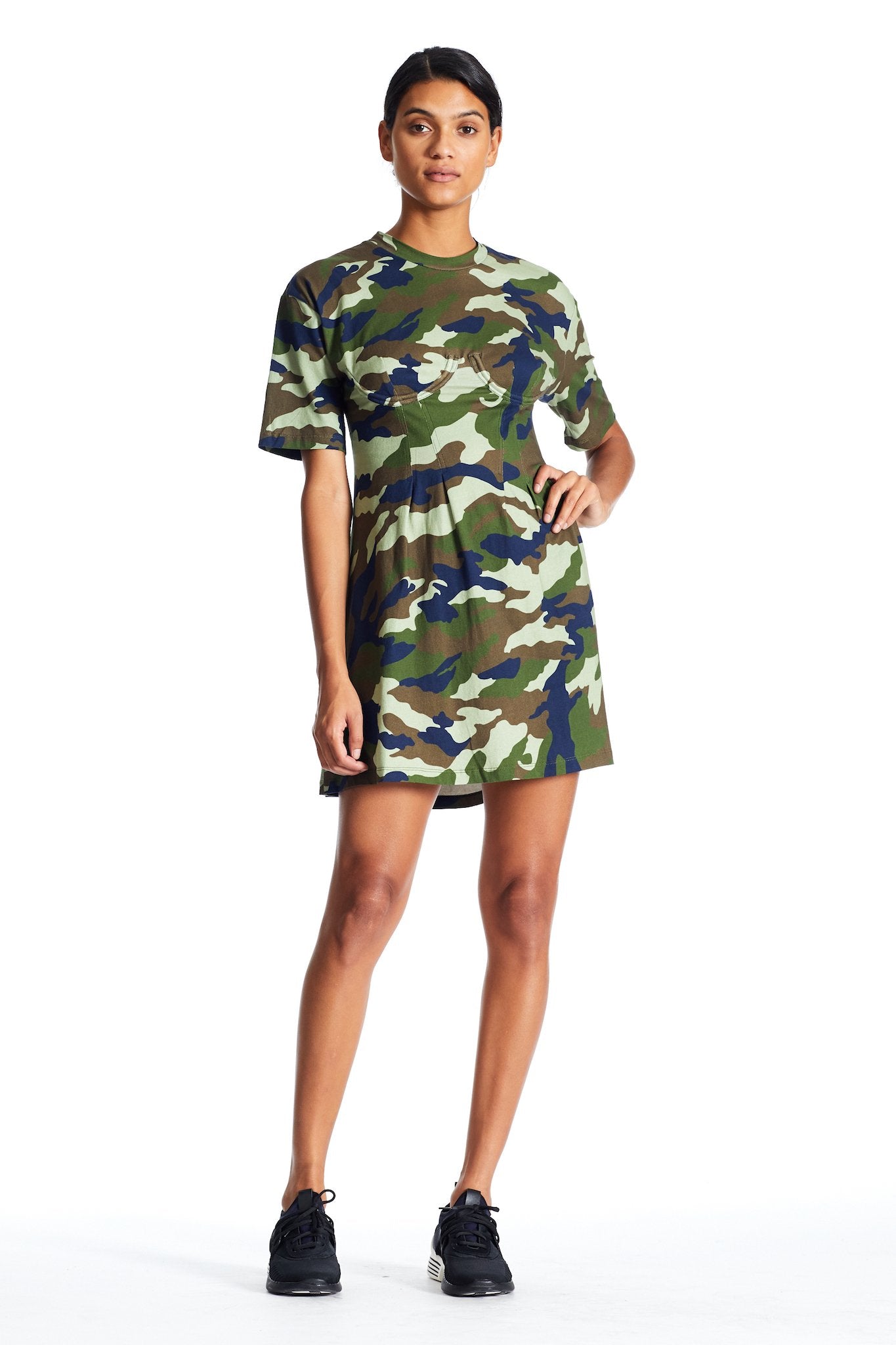 CAMO BUSTIER LACE BACK T-SHIRT DRESS DRESS by KENDALL + KYLIE