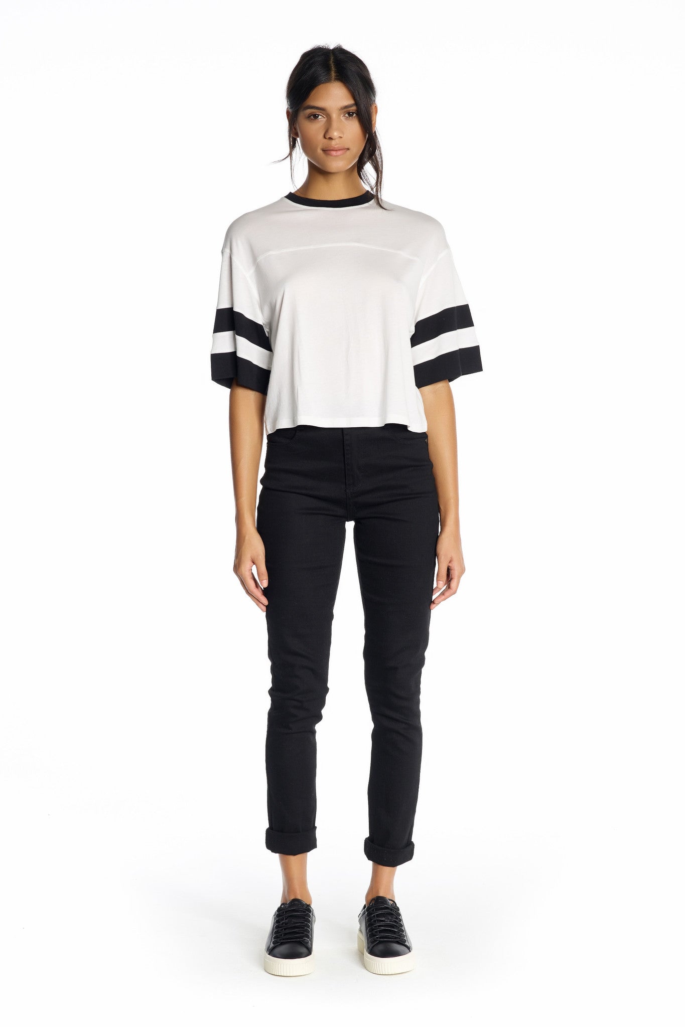 DOUBLE STRIPE TEE TOPS by KENDALL + KYLIE
