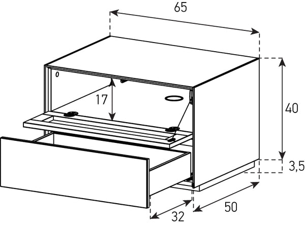 Graphic showing measurements for PRO650FD