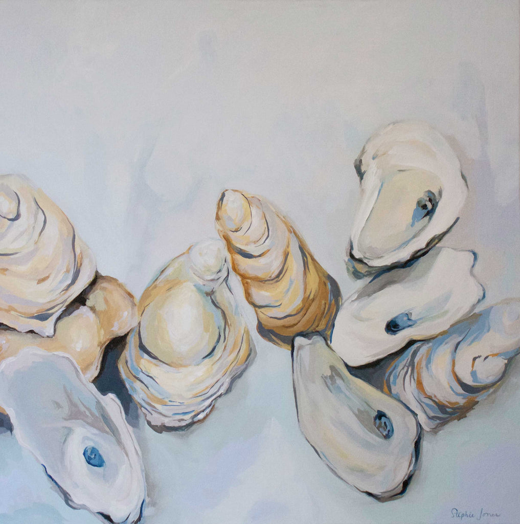 Stephie Jones oyster painting Le Sel The Salt acrylic canvas coastal art