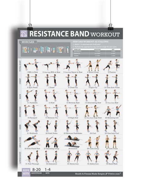 Resistance Band Exercise Poster - Laminated - 19"x27" – FITWIRR SHOP