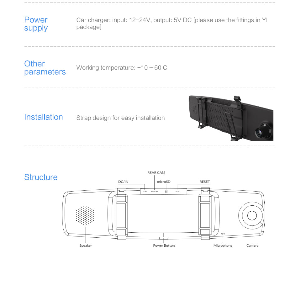 Yi Mirror Dash Camera Recorder India 