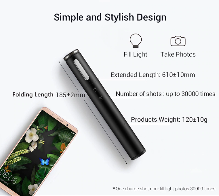 HUAWEI selfie stick with light led 