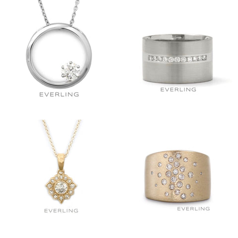 2 custom pendants and two custom rings using the client’s diamonds