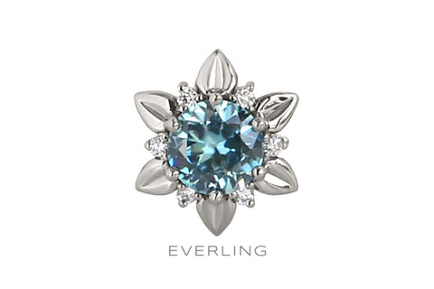 Recycled 14k white gold Pendant with Blue Zircon and Canadian sourced diamonds. www.EverlingJewelry.com