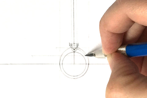 Drafting sketch of the side face of a ring