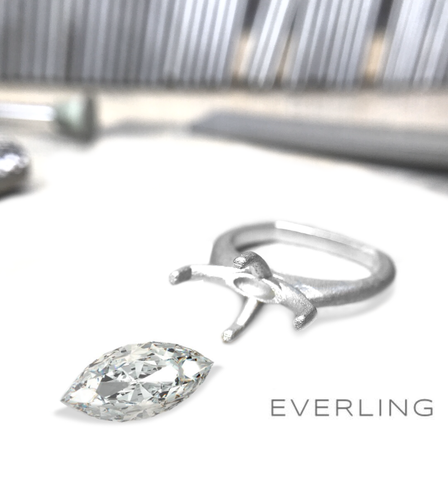 Loose Marquis diamond being reset into a new engagement ring. www.EverlingJewelry.com