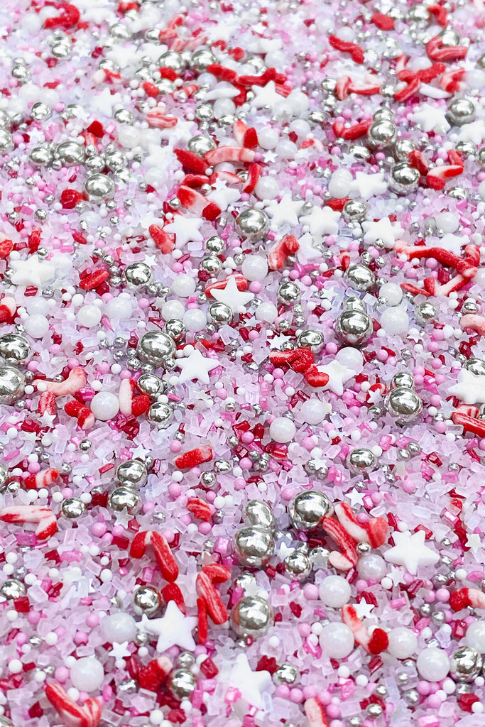 Pink Candy Cane Sprinkles | Pink, White, Red Sugar Crystals | Fancy