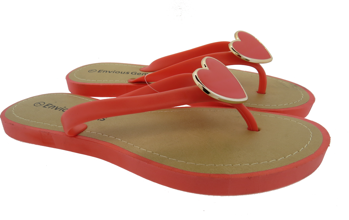 coral flip flops