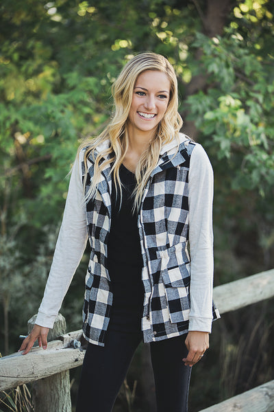 buffalo plaid double hoodie