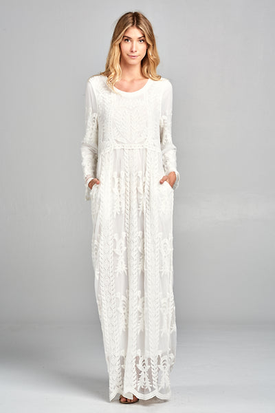lace maxi dress white