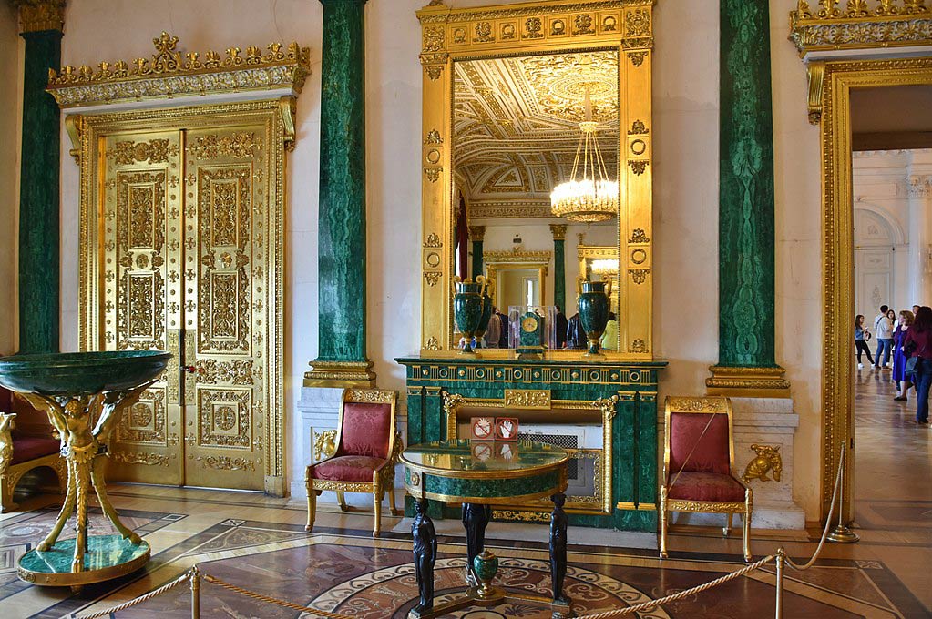 The Malachite Room in The Winter Palace St. Petersburg Russia