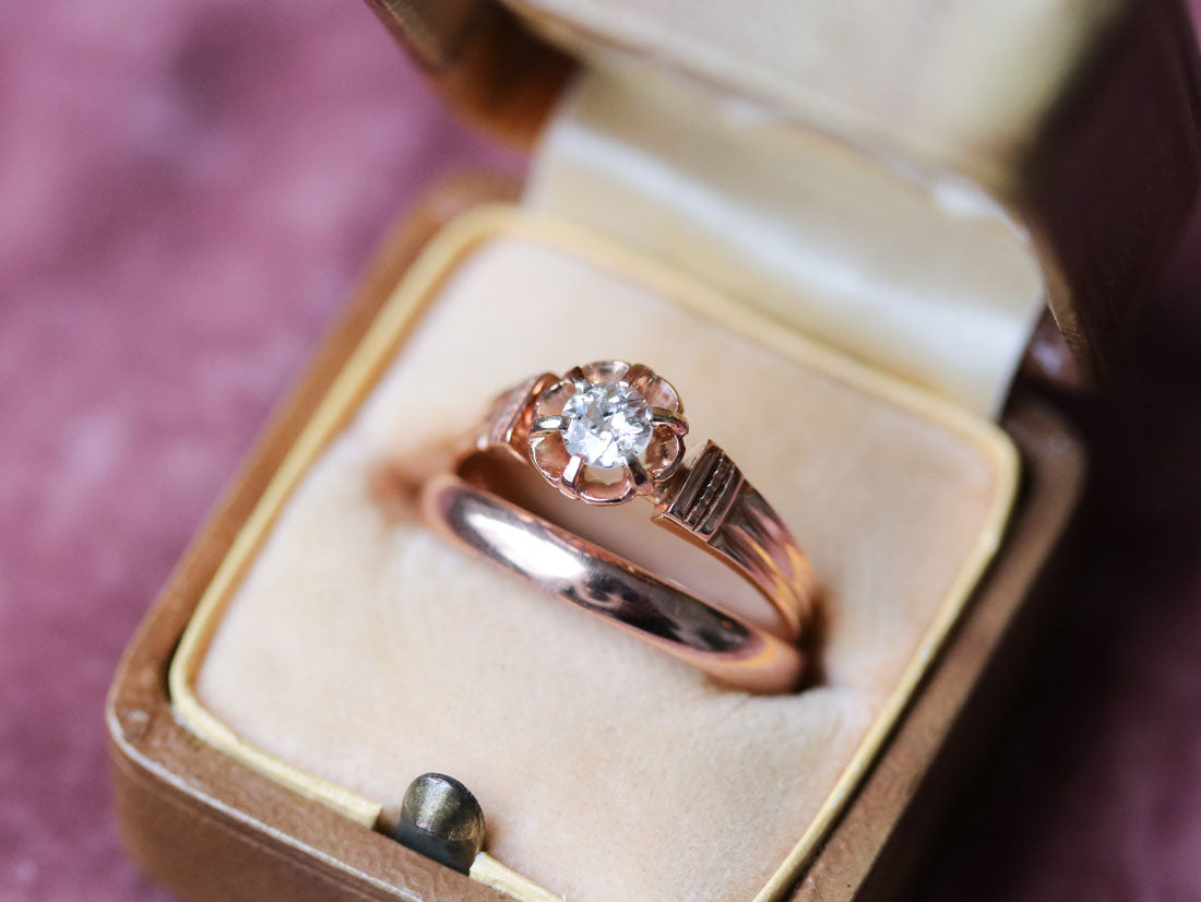 Victorian engagement ring and wedding band set