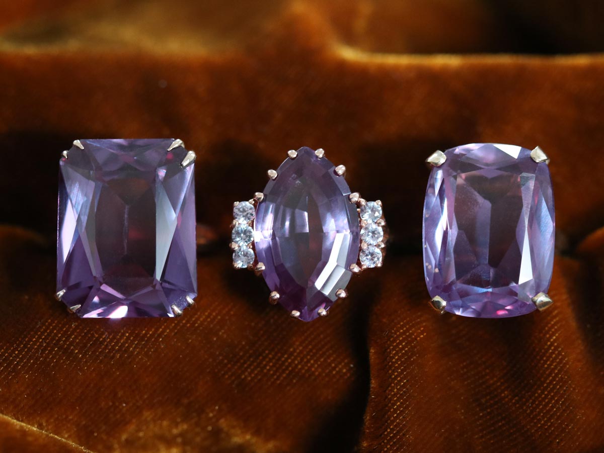 synthetic alexandrite color change to purple