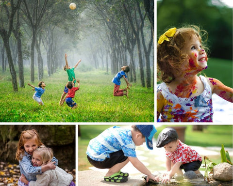 Fotocollage von spielenden Kindern