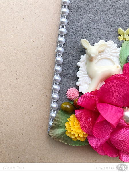 An embellished tag by Yvonne Yam for Maya Road