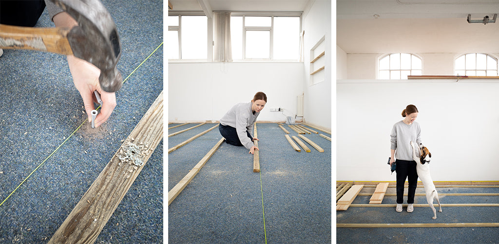 Laying battens on a concrete floor