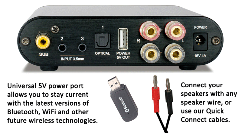 Booster Mini Amplifier With Optical Input And Subwoofer Output