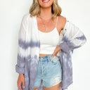 Gray / S Aelin Tie Dye Button Down Top - kitchencabinetmagic