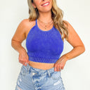 Bright Blue / SM Aimara Washed Ribbed Seamless Cropped Top - BACK IN STOCK - kitchencabinetmagic