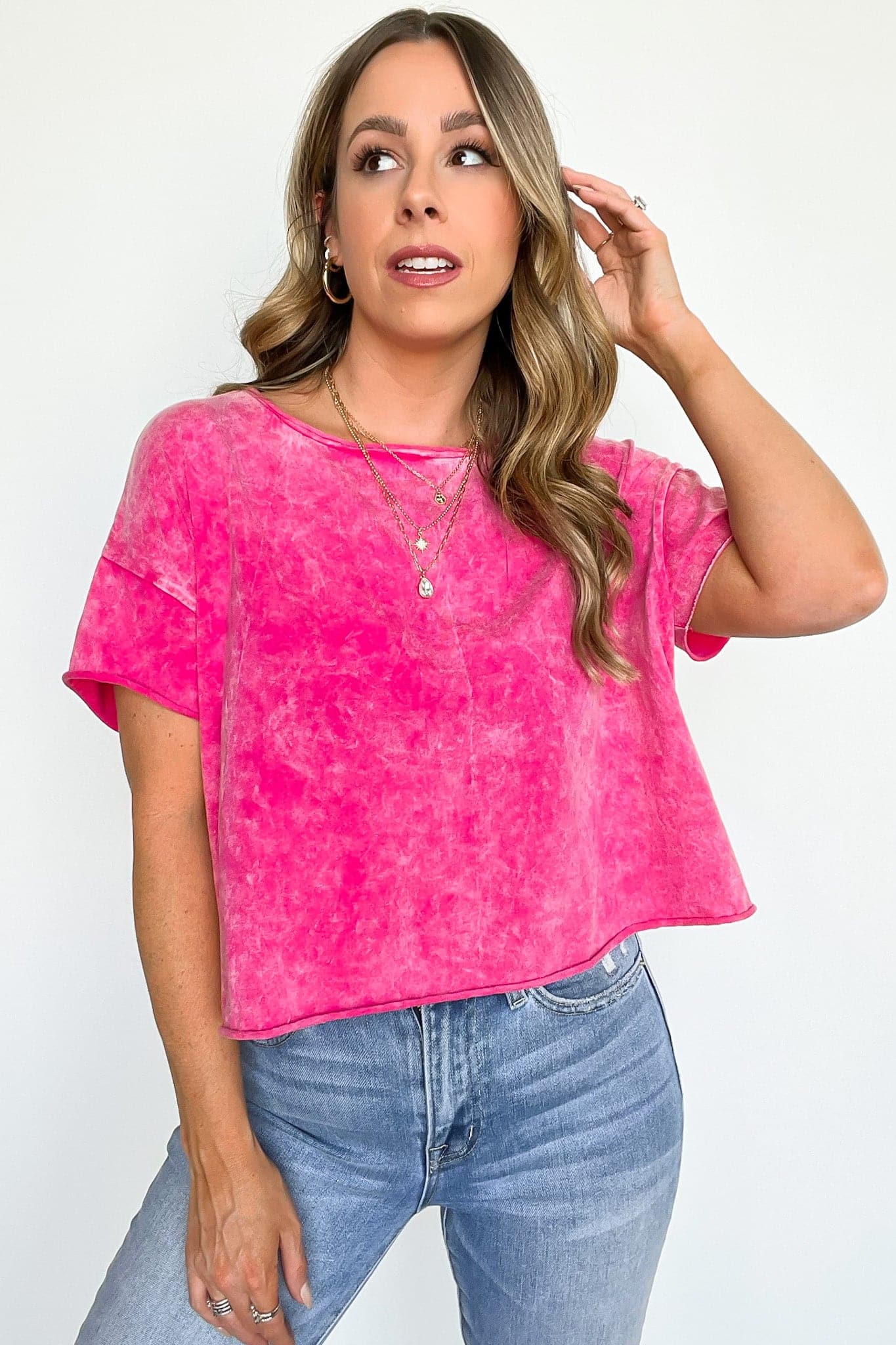  Amorettah Acid Wash Cropped Tee - BACK IN STOCK - kitchencabinetmagic