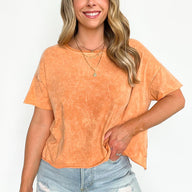 Butter Orange / SM Amorettah Acid Wash Cropped Tee - BACK IN STOCK - kitchencabinetmagic