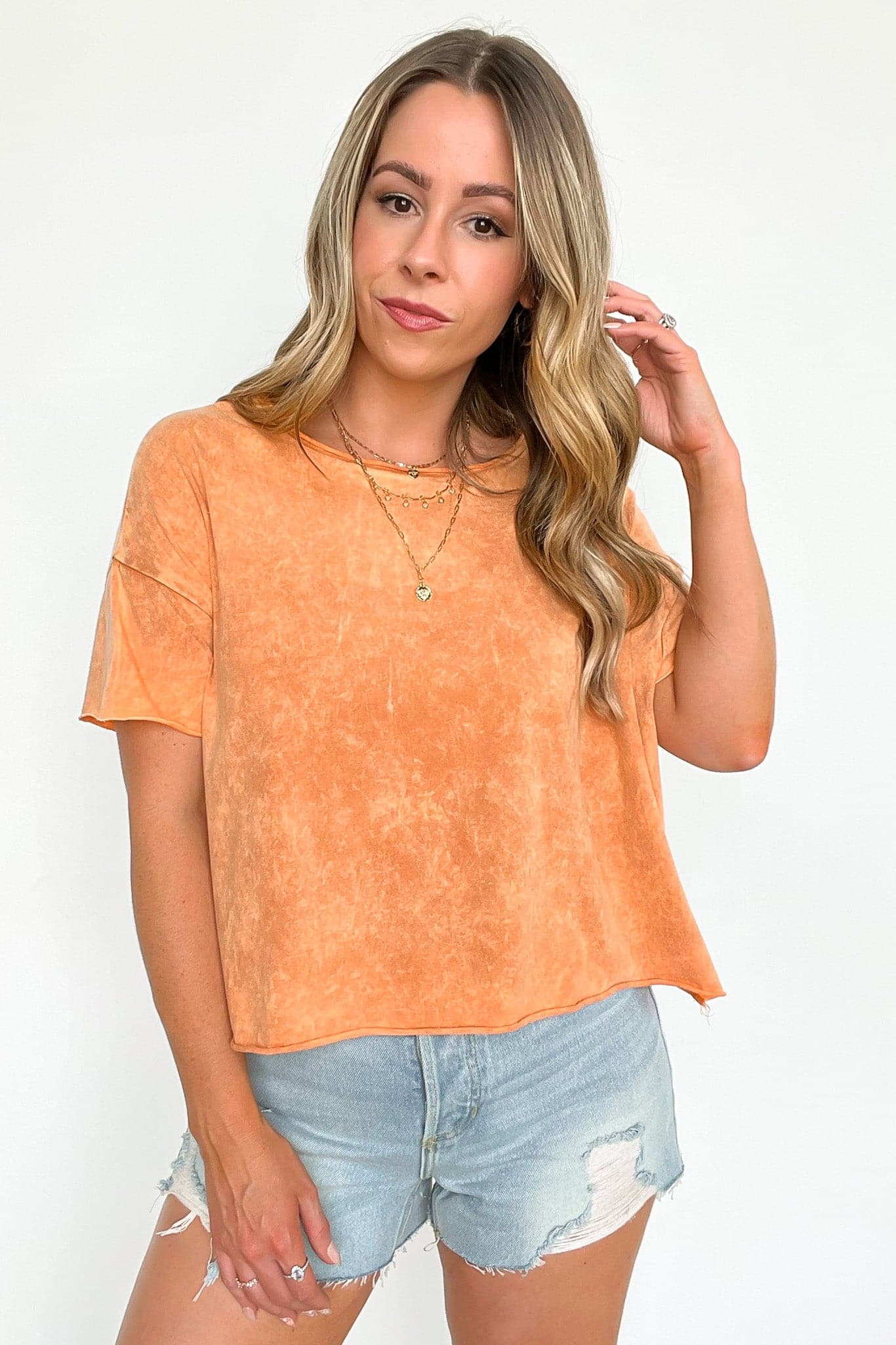  Amorettah Acid Wash Cropped Tee - BACK IN STOCK - kitchencabinetmagic