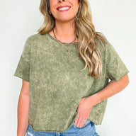  Amorettah Acid Wash Cropped Tee - BACK IN STOCK - kitchencabinetmagic