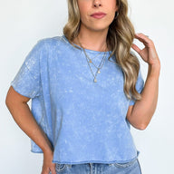 Deep Sky / SM Amorettah Acid Wash Cropped Tee - BACK IN STOCK - kitchencabinetmagic