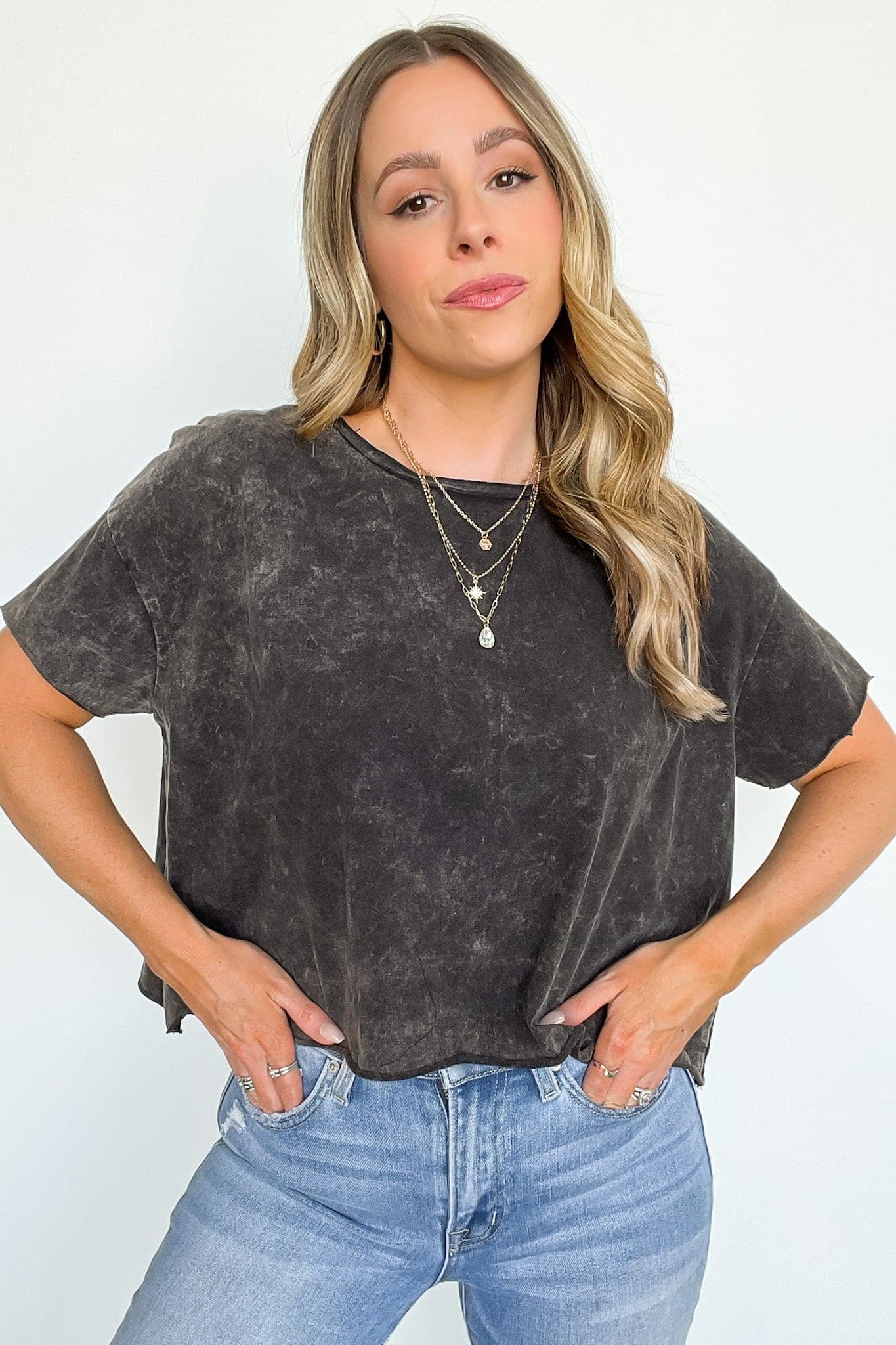 Ash Black / SM Amorettah Acid Wash Cropped Tee - BACK IN STOCK - kitchencabinetmagic