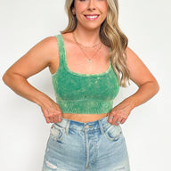  Anielle Washed Ribbed Cropped Bra Top - kitchencabinetmagic