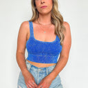 Ocean Blue / SM Anielle Washed Ribbed Cropped Bra Top - kitchencabinetmagic