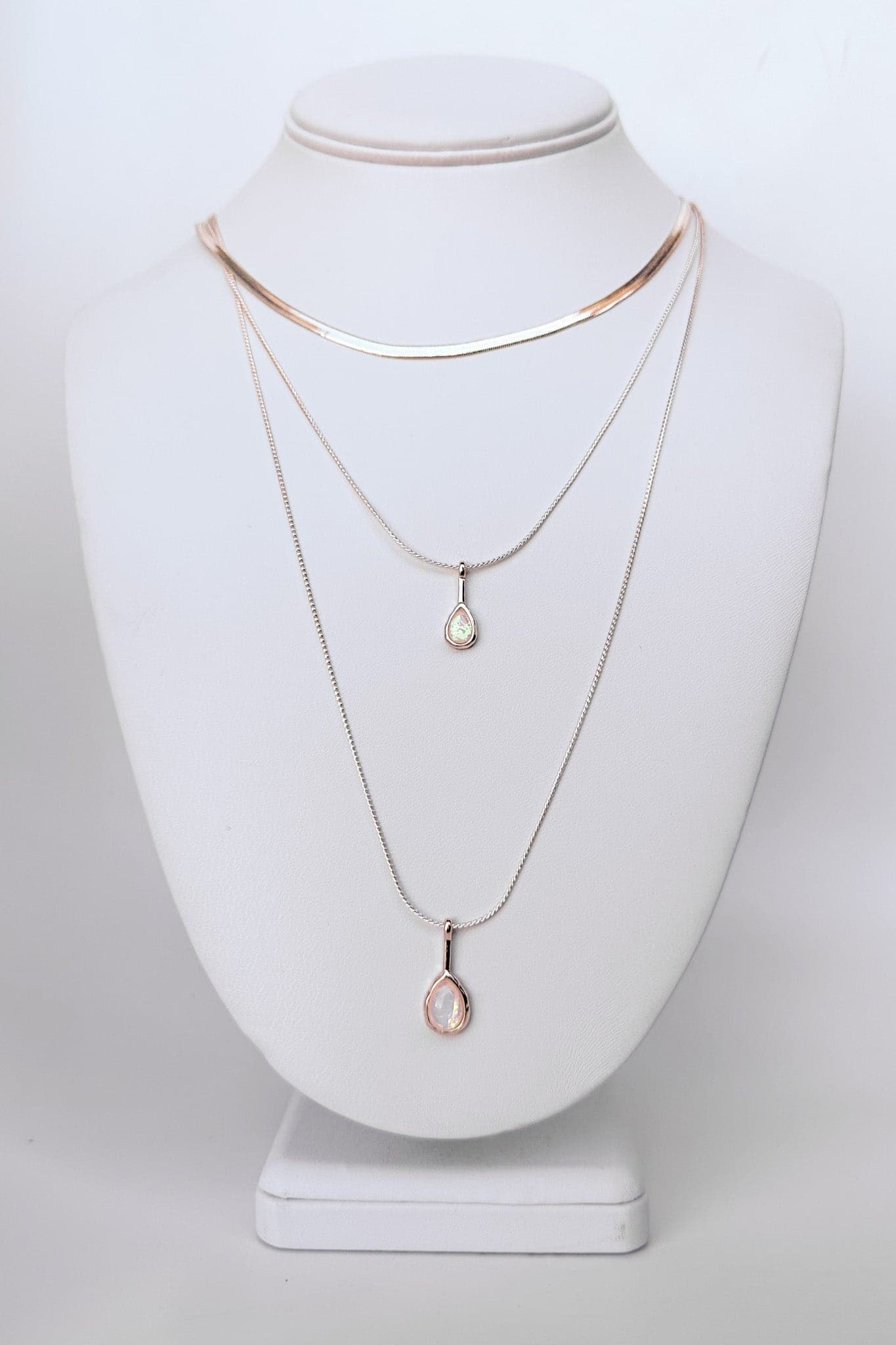 Rose Gold Antonellah Opal Charm Layered Necklace - kitchencabinetmagic