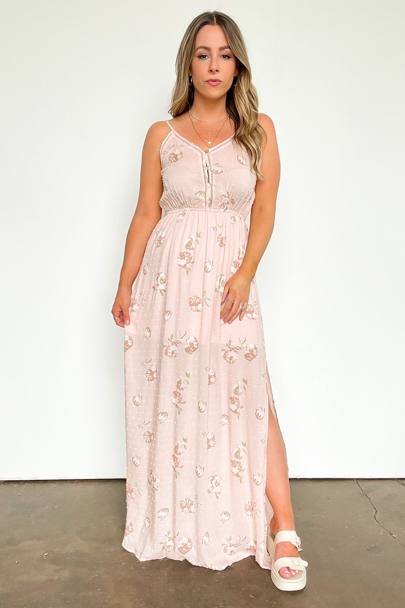  Charming Aesthetic Floral Swiss Dot Maxi Dress - kitchencabinetmagic