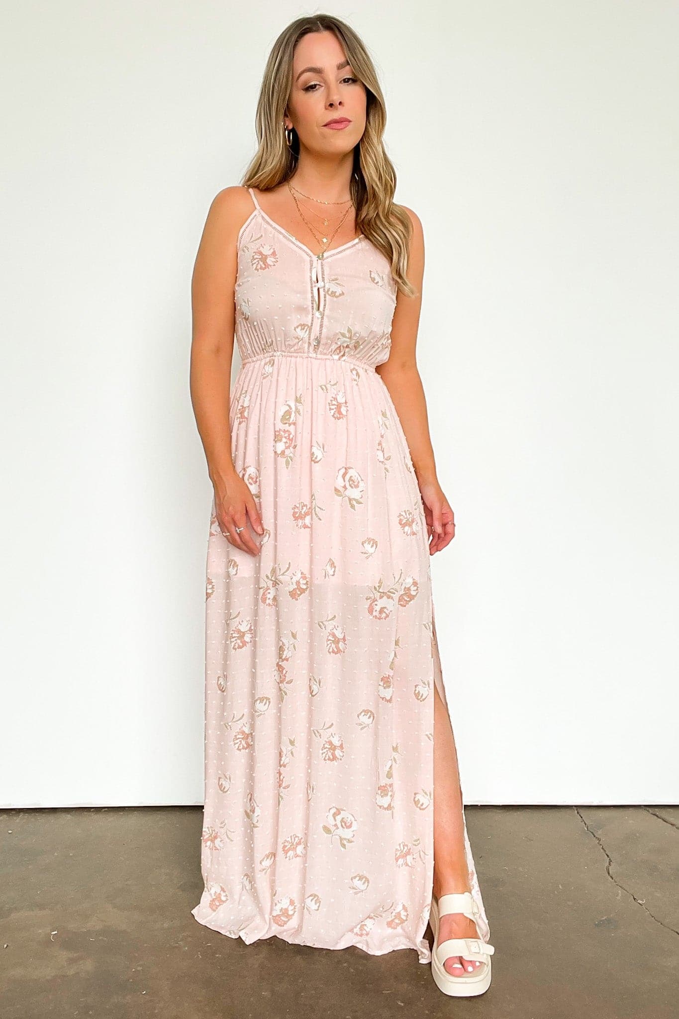  Charming Aesthetic Floral Swiss Dot Maxi Dress - kitchencabinetmagic