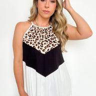  Convery Animal Print Color Block Tank Top - kitchencabinetmagic