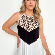  Convery Animal Print Color Block Tank Top - kitchencabinetmagic