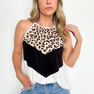  Convery Animal Print Color Block Tank Top - kitchencabinetmagic