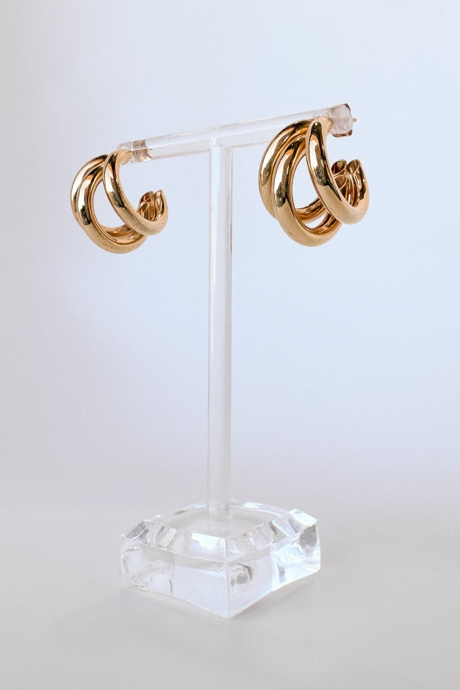Gold Corisande Three Row Hoop Earrings - kitchencabinetmagic