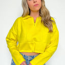  Cyndellah Long Sleeve 1/4 Zip Cropped Pullover - kitchencabinetmagic