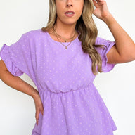  Delightfully Sweet Swiss Dot Ruffle Peplum Top - BACK IN STOCK - kitchencabinetmagic