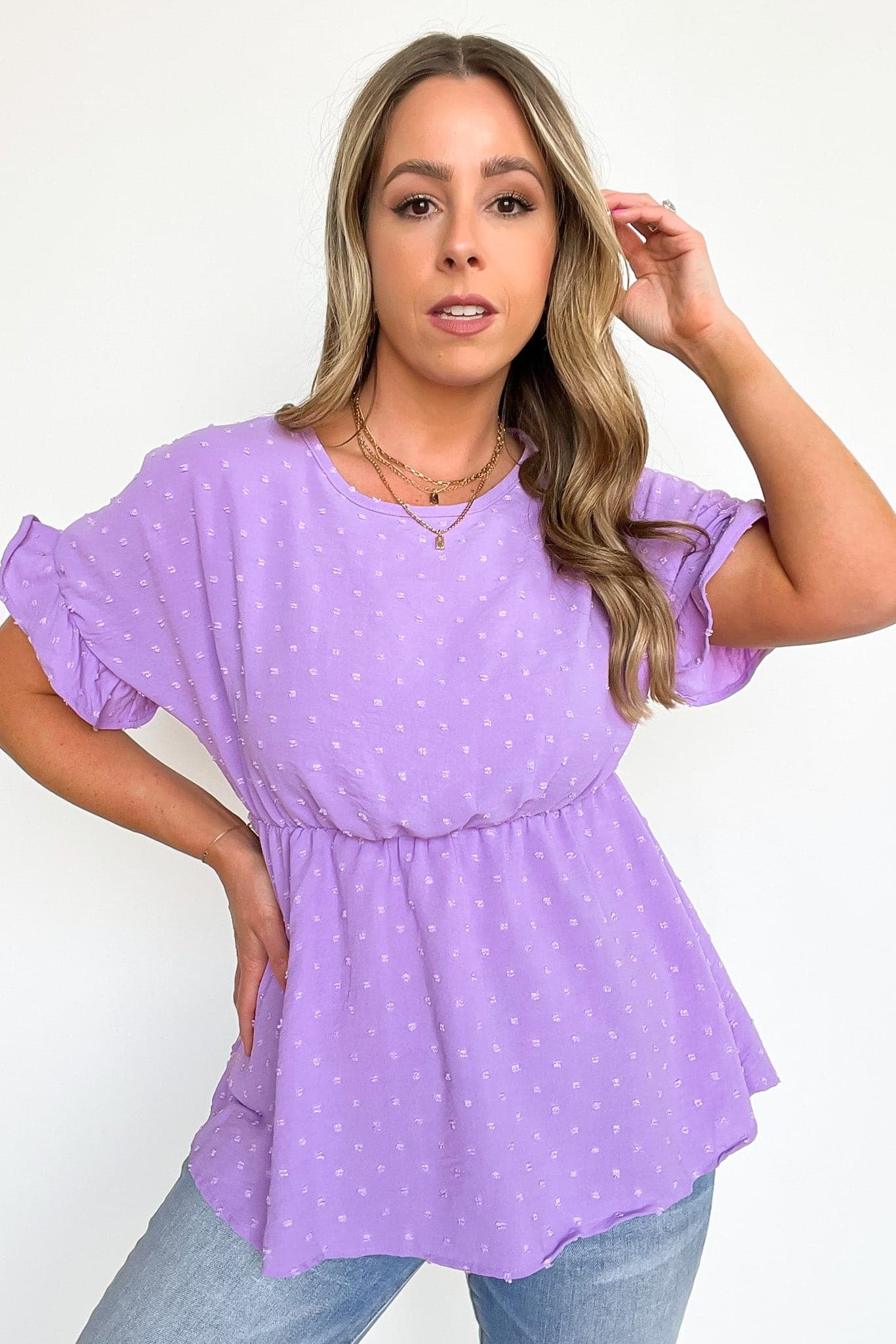  Delightfully Sweet Swiss Dot Ruffle Peplum Top - BACK IN STOCK - kitchencabinetmagic